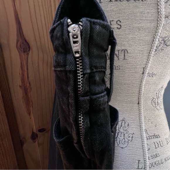 Levis denim jean overalls zipper side zip black 27 skinny cropped ankle - Picture 9 of 12